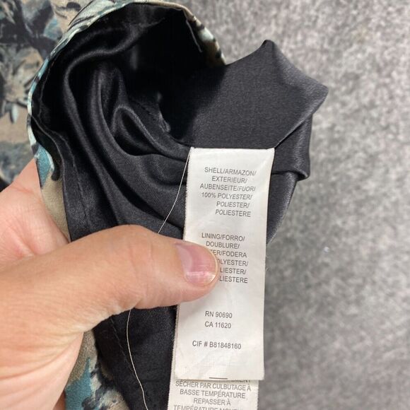 5/$45 Kensie Dress Women M Medium Beige Floral Shift Short V-Neck Full Zip - Picture 6 of 9